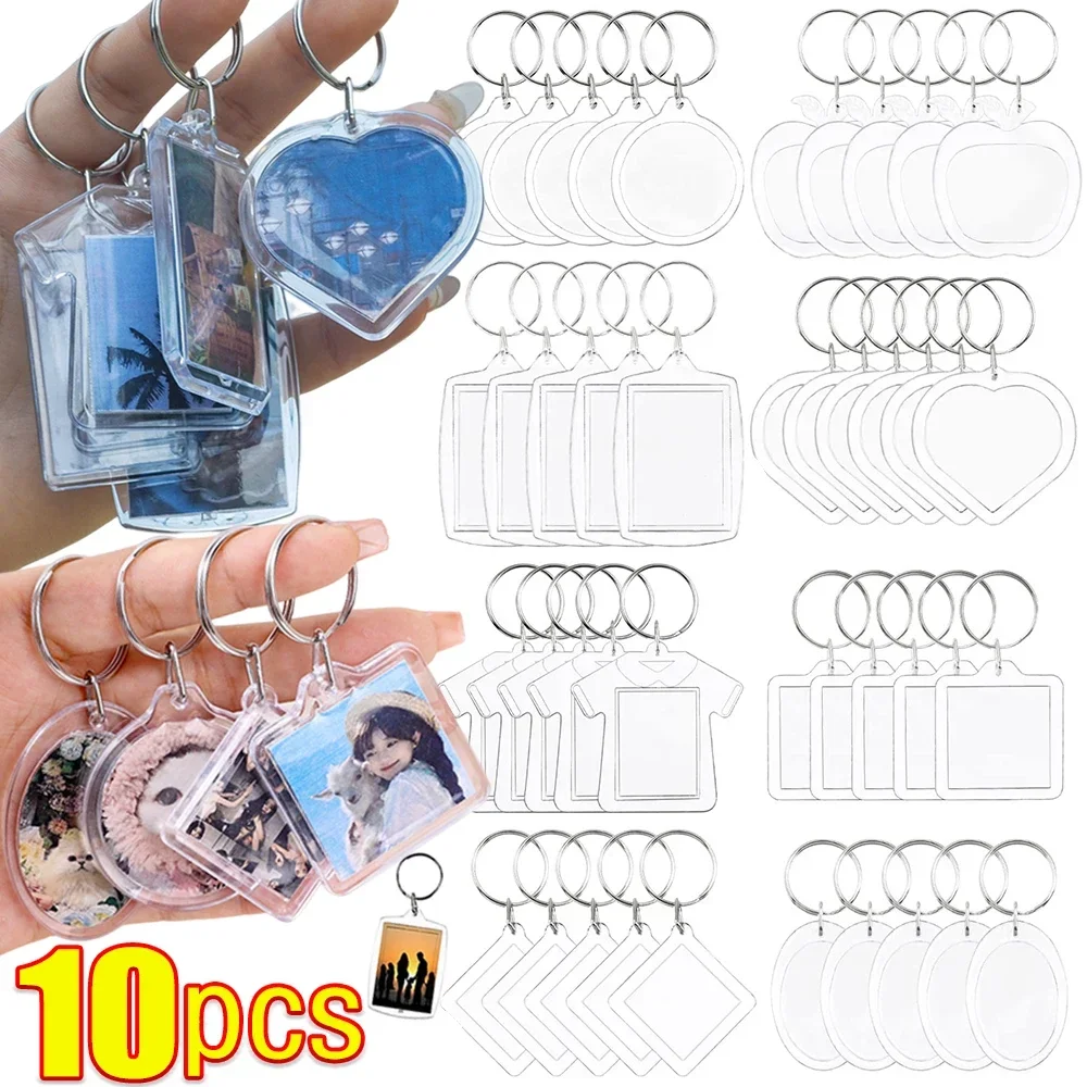 Klarer Acryl-Fotorahmen-Schlüsselanhänger, Foto-Einsatz, Schlüsselanhänger, blanko, rechteckig, DIY-Schlüsselanhänger, Bilderrahmen-Schlüsselanhänger mit geteiltem Ring