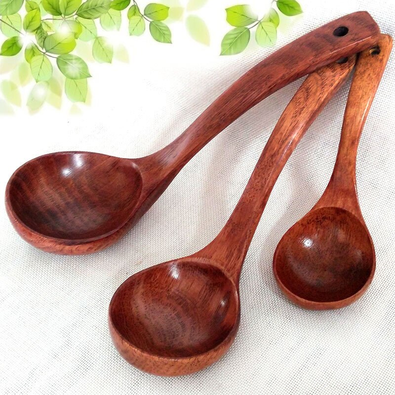 1Pc Wooden Deep Ladle Scoop Multi Wooden Cooking Spoon Reusable Kitchen Soup Porridge Spoon Utensil Tool