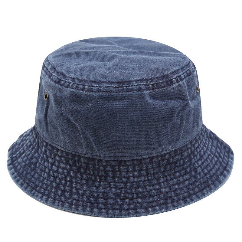 Soild Bucket Hat Unisex Fisherman Hat Old Material Hiking Hat Women Ourdoor Cap Foldable Chapeau Men: Navy Blue