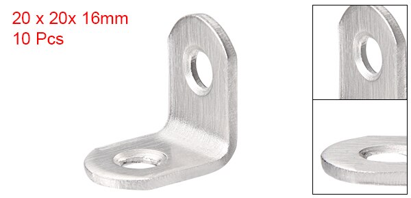 Uxcell uxcell 10 stk 20mm x 20mm x 16mm hjørne afstivning samling l form beslag fastgørelseselement rustfrit stål: Default Title