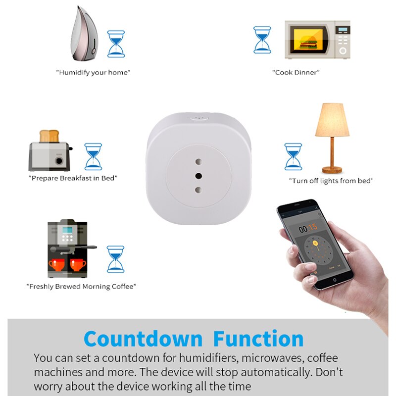 16A Chile Italy Smart Wifi Power Plug Smart Wifi Wireless Socket Outlet Work with Alexa Google Home Assistant Tuya SmartLife APP
