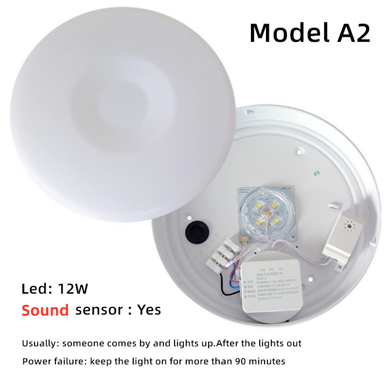 Ledet 12w nødlys lampe brand nødlys sikringiy bevægelse lyd stemmesensor kontrol loftlys: A2