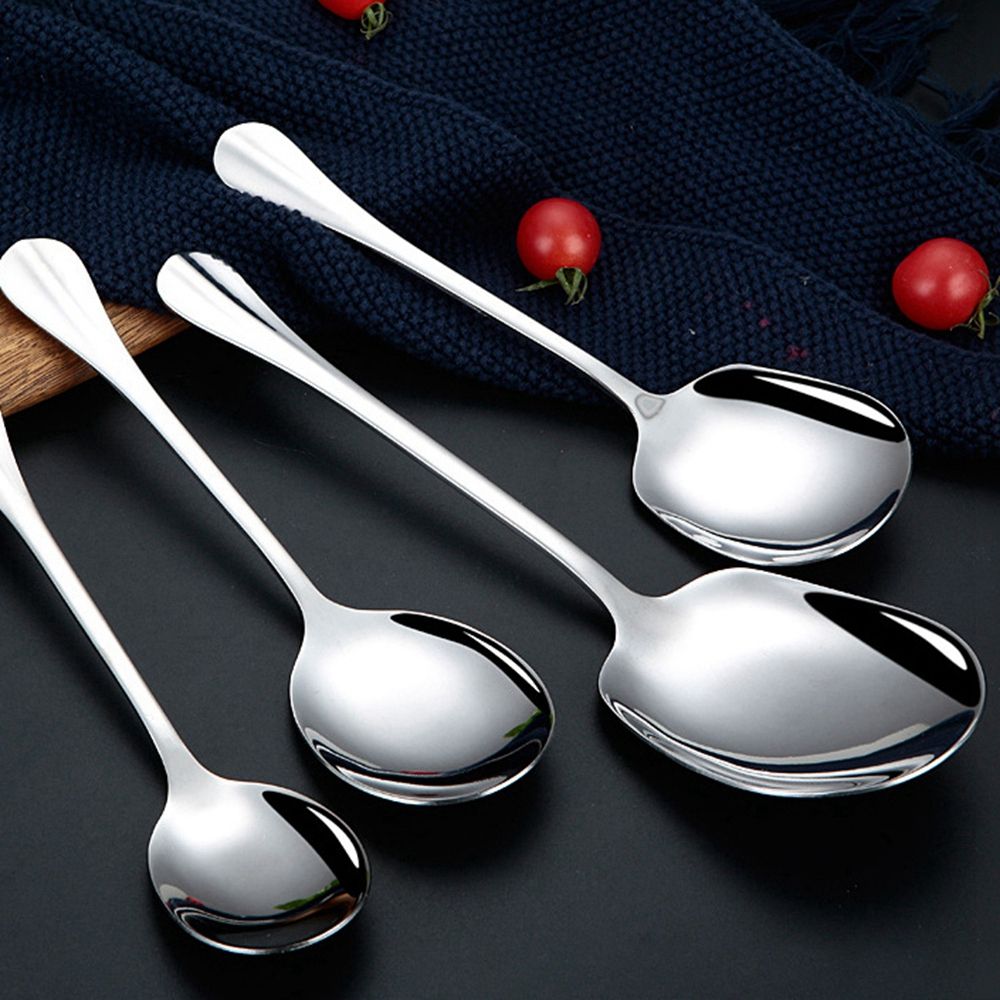 1PC Kitchen Dinner Dish Public Spoon Soup Restaurant Large Stainless Steel Distributing Spoon Buffet Serving Spoon
