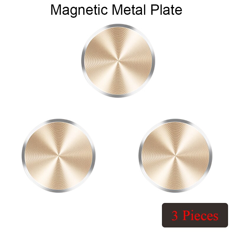 Placa de Metal adhesiva para coche, soporte magnético para teléfono móvil, 1, 2 o 3 unidades: 3 Pieces Gold