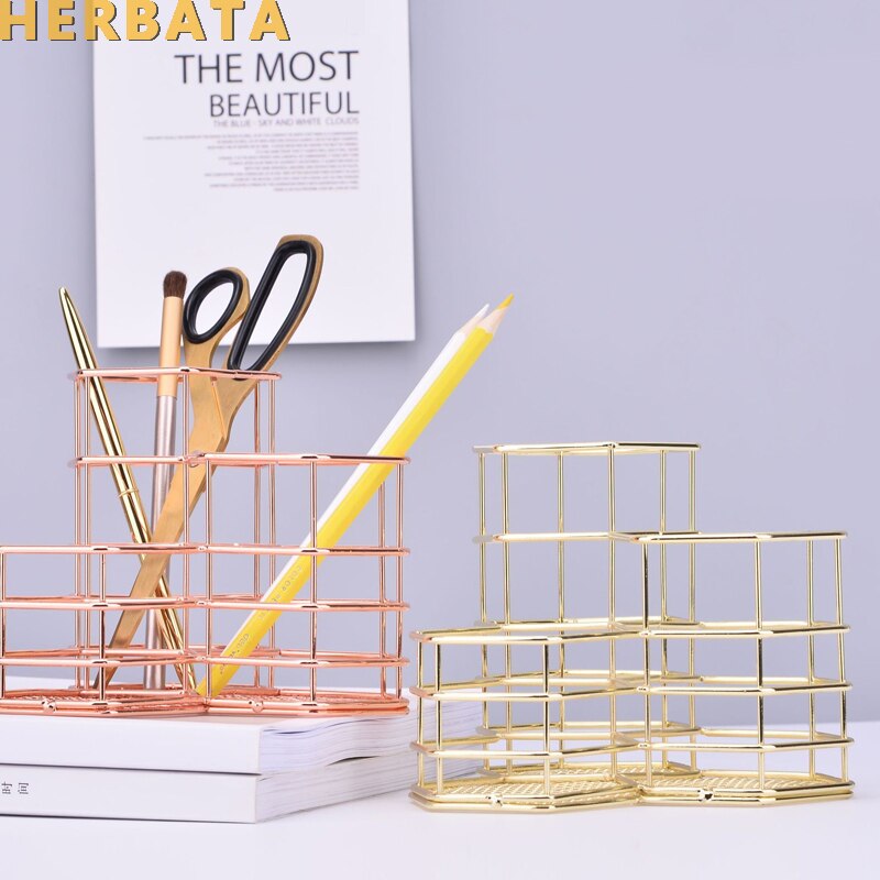 Metal pen pencil holder multifunctional desktop storage container desk organizer combination Office Accessories CL-2546