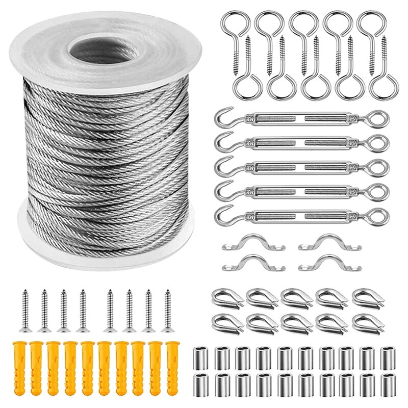 String Light Hanging Kit,Outdoor Globe String Light Suspension Kit With 30M Coated Stainless Steel Cable Easy To Install: Default Title