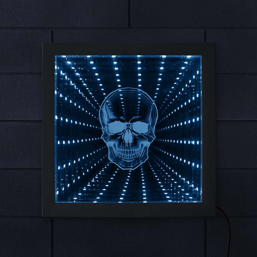 Kallo pää led ääretön peili väri muuttuva led valo kuvakehys upea optinen illuusio upea peilattu kauhuvalo