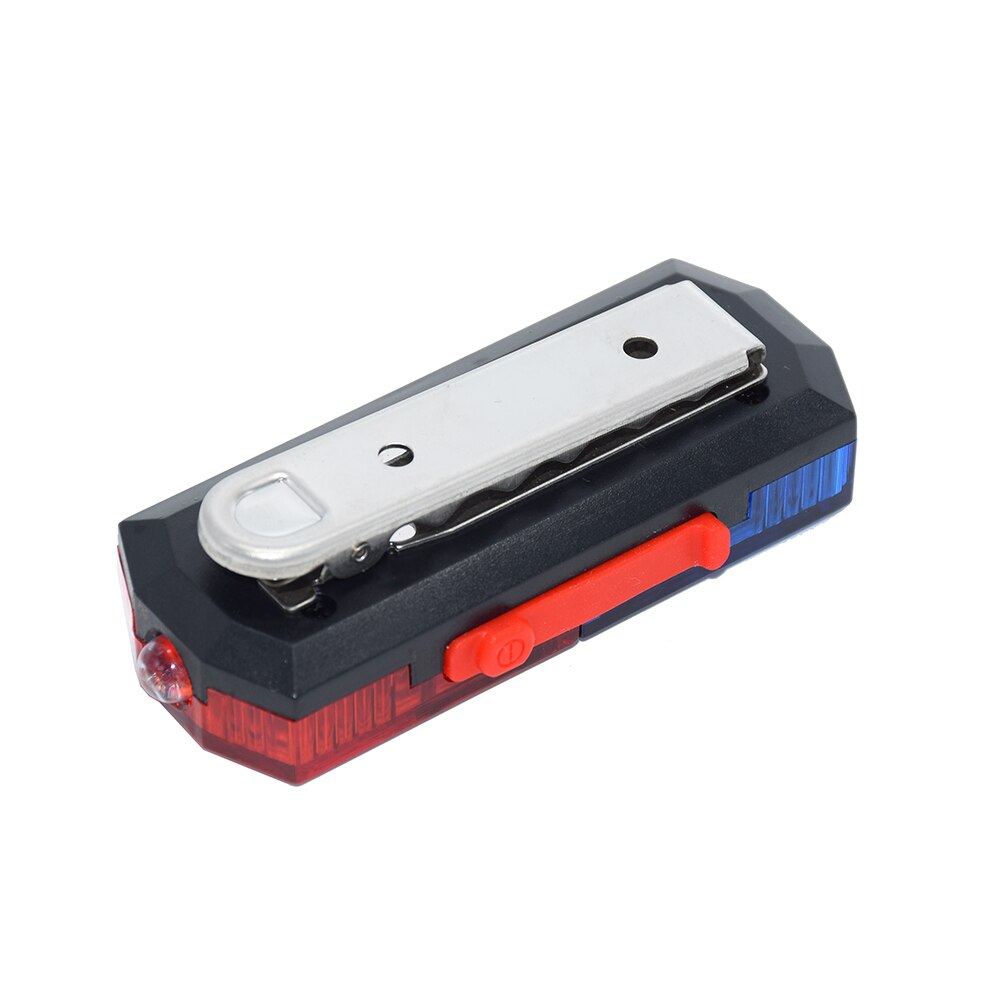 Blue Red color LED Flashing Shoulder lamp light alarm patrol warning Lamp With Chargeable Battery: Metal clip