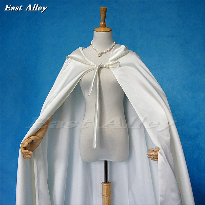 Capa de marfil con capucha de satén, capa de boda, disfraz renacentista, ropa Medieval de hada para adultos