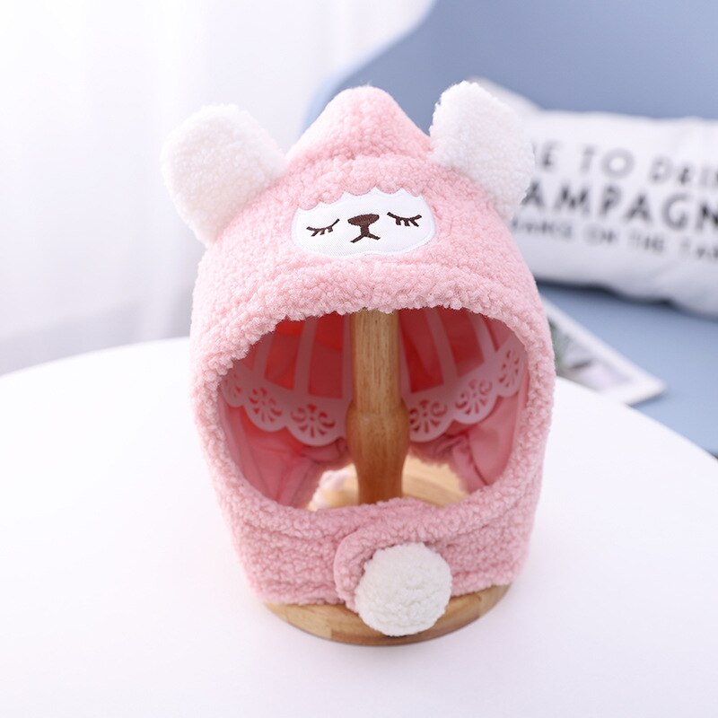 Winter cartoon baby muts set plus fluwelen baby capuchon muts jongens meisjes mutsen kinderen winddichte outdoor ski mutsen baby pluche muts: A2