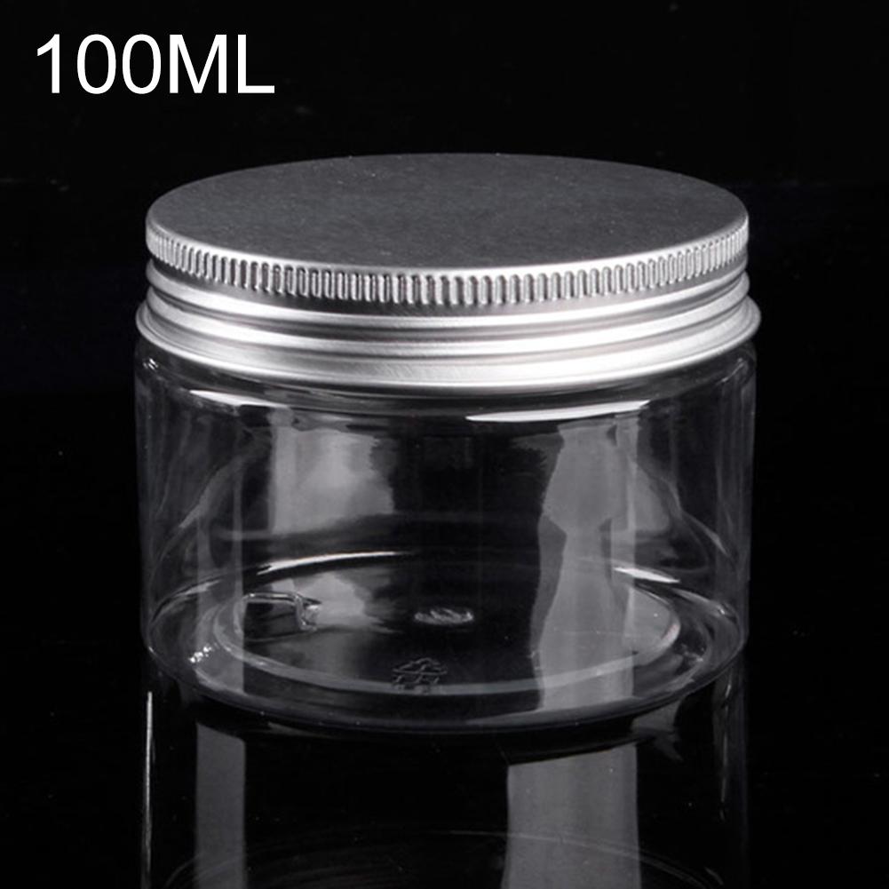 Boîte à maquillage, pot de rangement en plastique pour cosmétiques, récipient transparent avec couvercle en aluminium, petite bouteille de voyage 30/40/50/60/80/100/120/150/200ML 1 pièce: 100ML
