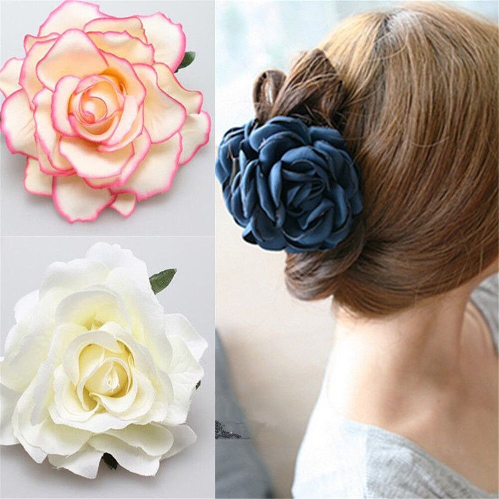 1pc offre spéciale bricolage coiffure cheveux accessoires pour mariée mariage flocage tissu rouge Rose fleur épingle à cheveux pince à cheveux fleur chapeaux