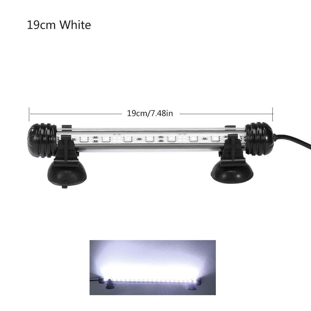 LED Aquarium Fish Tank Light Waterproof Bubble Pump Bar Light 19/29/39/49CM Underwater Aquarium Lamp Aquariums Decor Lighting EU: White 19cm