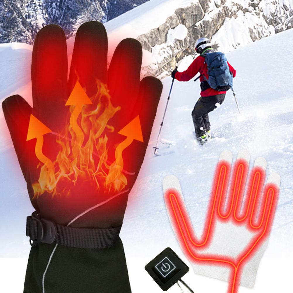 1pc vinter usb elektriske termiske fem finger handsker varmepuder varmere kulfiber puder varmeplade med justerbare 3 gear