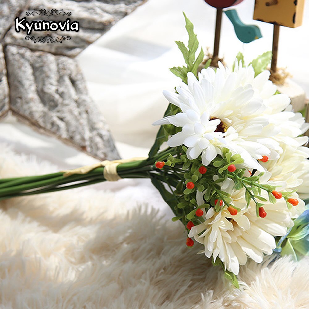 Kyunovia vilda boho höst brudtärna bröllop bukett solros elfenben gerbera tappade i en vas brudbukett  d44