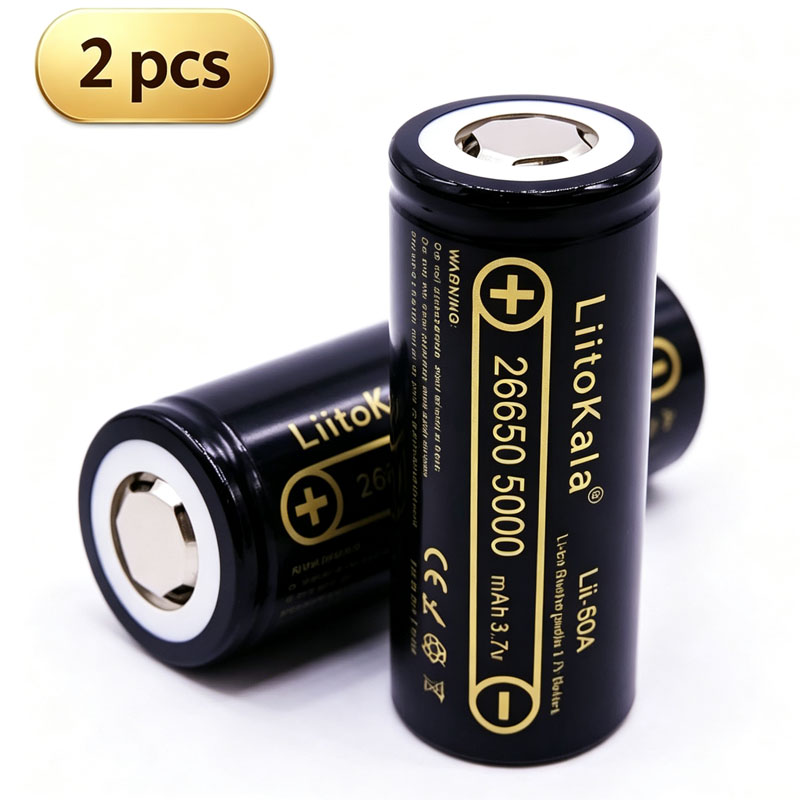 1-10pcs LiitoKala Lii-50A 26650 5000mAh High Capacity 3.7V Lithium Battery For Flashlight Li-ion Rechargeable Battery 26650-50A: GRAY