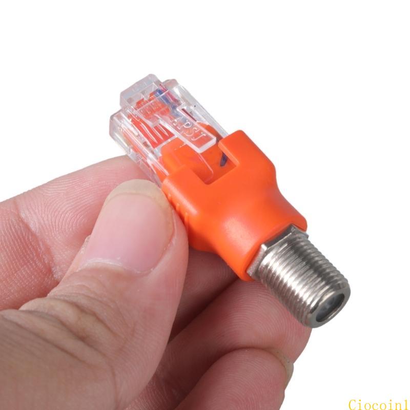 1pc rf till  rj45 omvandlare adapter f-typ kontakter rf hona till  rj45 hane koaxial koaxial pipa kopplingsadapter