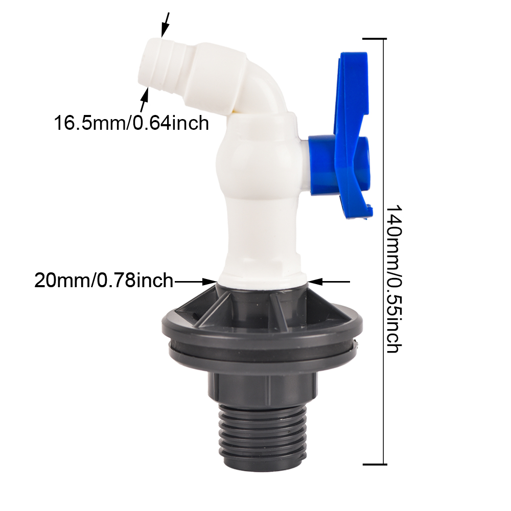 1/2 3/4 Zoll PVC Zapfen Regenfass Wasserhahn Ventil Bausatz mit Schottverschraubung und Schlauchadapter, für Aquarien, Wassertanks, Schwimmbecken: Gelb