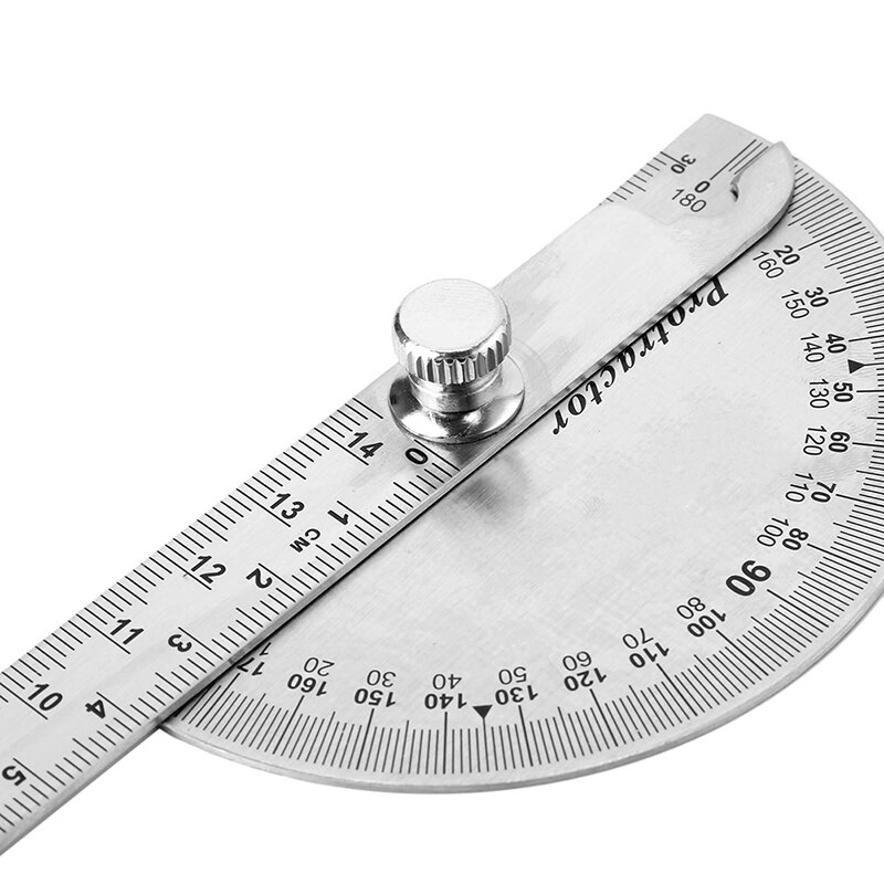 Adjustable 15cm 180 Degree Protractor Multifunction Stainless Steel Roundhead Angle Ruler Mathematics Measuring Tool