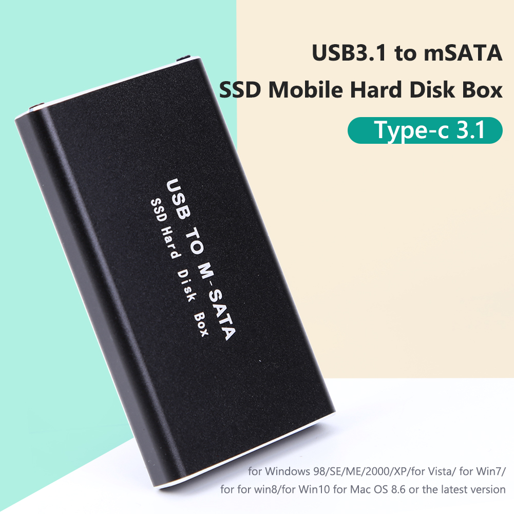 mSATA to USB 3.1 3.0 SSD Case Enclosure Mini SATA USB Adapter External Solid State Disk Box for 30x50 mSATA HD Hard Disk