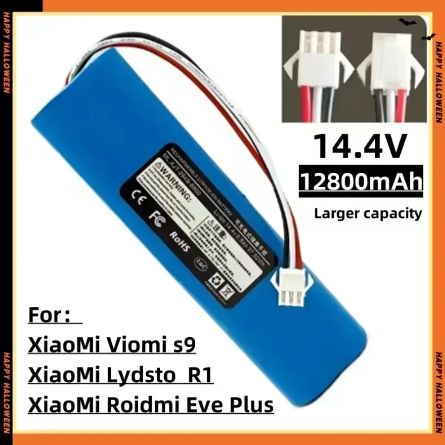 Lithium-Akku 12800 mAh wiederaufladbar für XiaoMi Lydsto R1 Viomi S9 Roidmi Eve Plus Roboter-Staubsauger Akku Pack18650