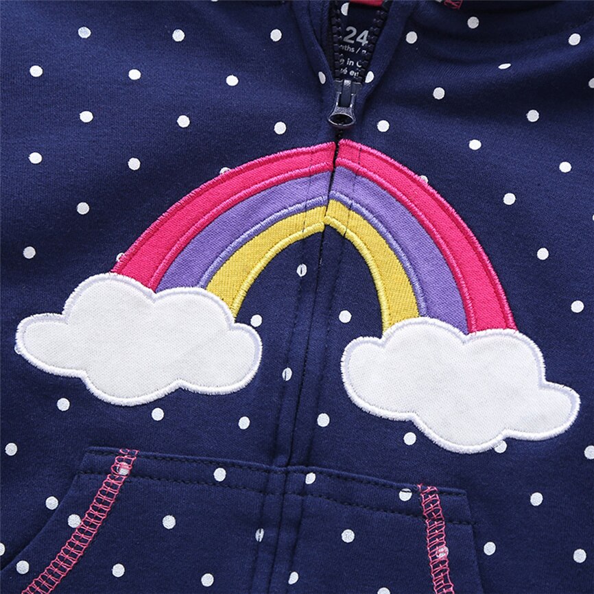 Baby Jacket Winter Toddler Kid Boys Girls Costume Hooded Dot Print Zipper Windproof Coat Rainbow Casual Keep Warm Outwear Jacket