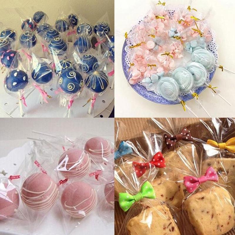 100pcs/Bag Transparent Opp Plastic Bags For Candy Wedding Packaging Bag Cellophane Party Bag Cookie Lollipop B2N4