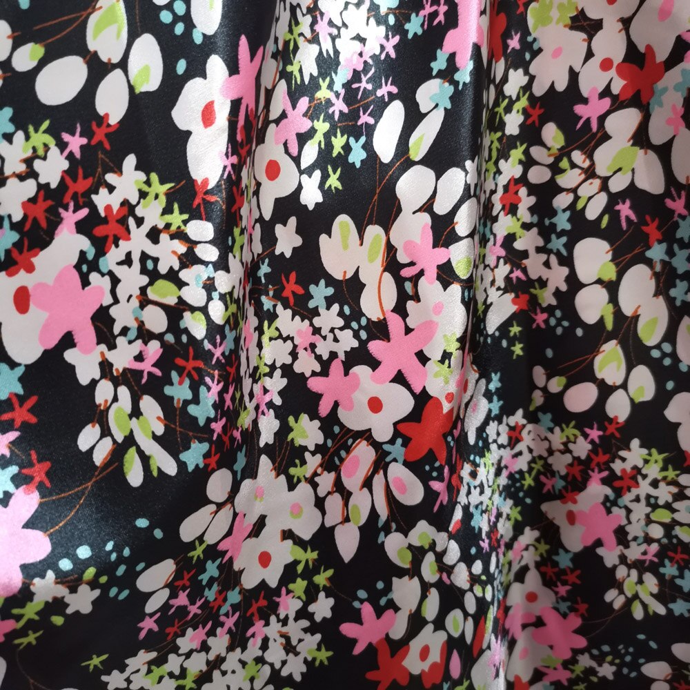 Rose print satin stof sko foring cap bånd indpakning scene tøj stof: 8