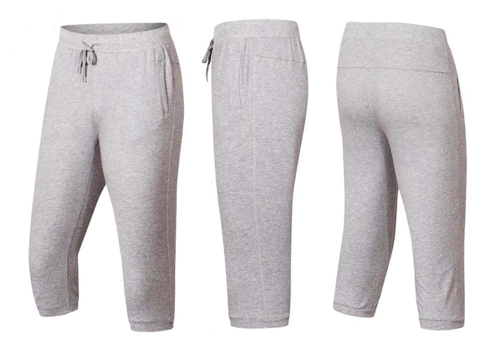 Voetbal basketbal tennis training gym 3/4 leggings heren fitness slim broek jogging katoen ademende sportbroek hardlopen: Grijs / Ik