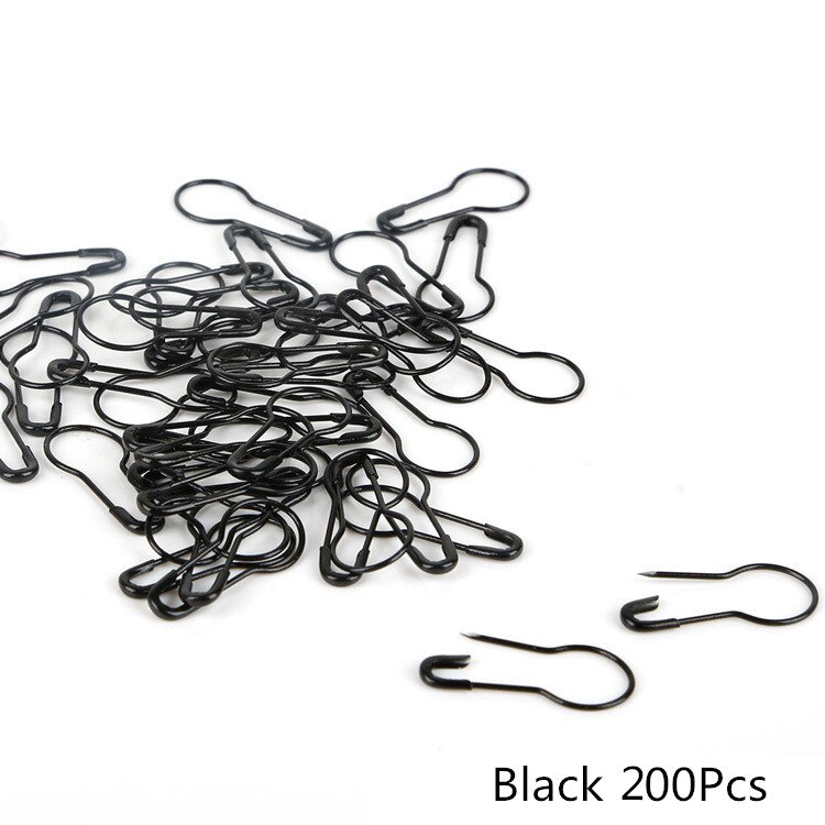 200 Pcs Calabash Form Metall Sicherheit Pins Locking Stich Marker Lock Pins Nadel Clip Marker für Stricken Gehaakte Decor DIY handwerk: Black Safety Pins