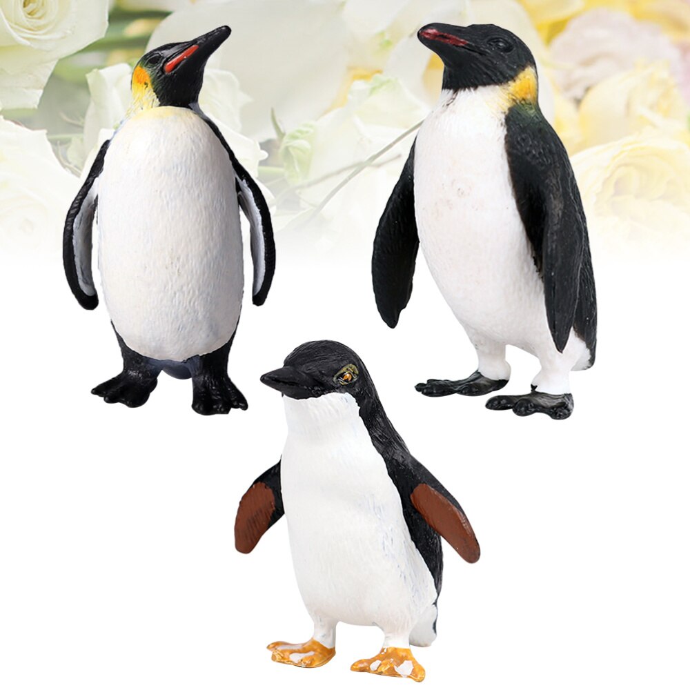 3PCS Durable Premium Adorable Penguin Toys Penguin Models Desktop Layout Animal Crafts for Home Office