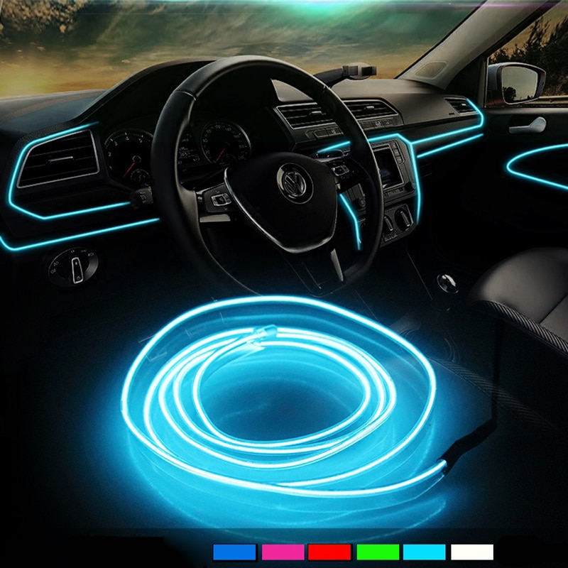 EL Draht Auto LED streifen licht für Neon- Party dekoration licht fahrrad tanzen lampe 12V wasserdicht USB streifen lampen innen flexibel
