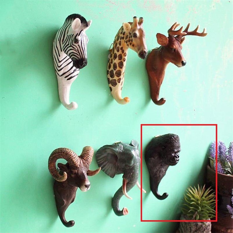 Ganchos de resina para colgar ropa, anzuelos de animales, antílope, cebra, elefante, jirafa, orangután, decoración de pared, 1 ud.: 4
