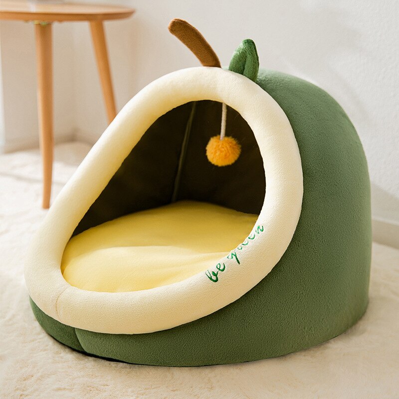 Cute Cat Bed for Indoor Machine Washable Pet Beds for Small Dogs Winter Warm Puppy Cave Cozy Kitten Cushion Calming Dog Bed: Avocado / S 30x30x28 cm