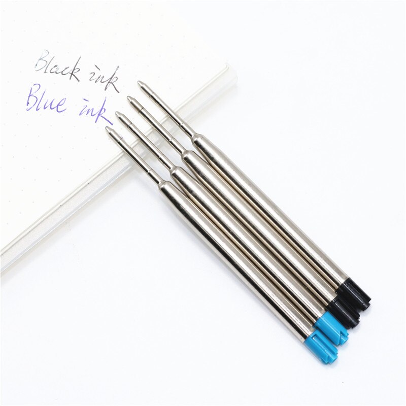 5 Pcs Metal pen refills Universal Standard Style Black and Blue Ink 0.7mm Medium Nib Ball Point Pen Refills