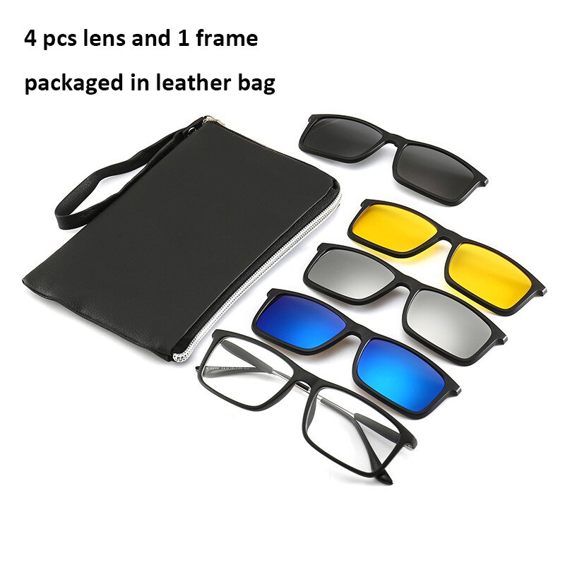 Lunettes de soleil polarisées en plastique TR90, monture Flexible pour la conduite de nuit, 4 pièces: TR2290-36 4pcs