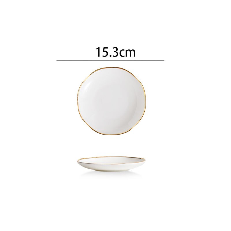 Northern Europe Ceramic Plate Hotel Desktop Golden Stroke Spaghetti Plates Home Western Steak Dish Modern Kitchen Tableware: B-small