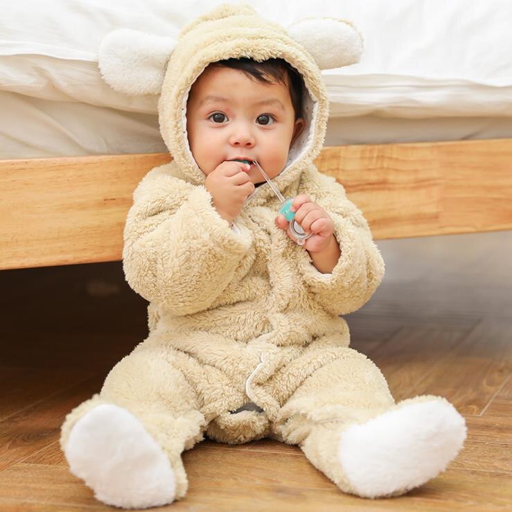Baby Jongens Meisjes Klimmen Romper Schattige Beer Peuter Unisex Jumpsuit Cartoon Dier Dikke Warme Kleding Winter Jumpsuit Outfit 0-24M