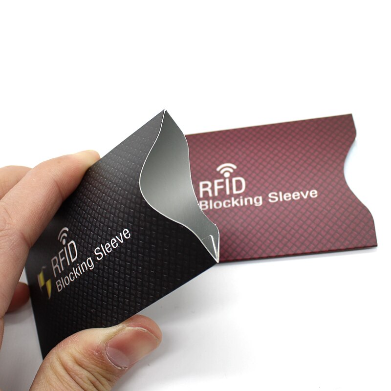 5 kpl turvavarkaudenestolukija rfid-sulkuholkki suojaa luottokortteja kotelon kansi alumiinipinnoitettu paperi id pankkikortin pidike