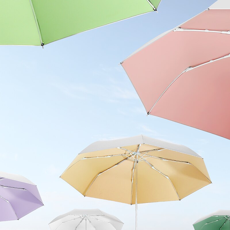 Parasol Fully-Automatic Umbrella Women 3 Folding Uv Large Outdoor Umbrella Rain Silver Garden Regenschirm Rain Gear EB50YS