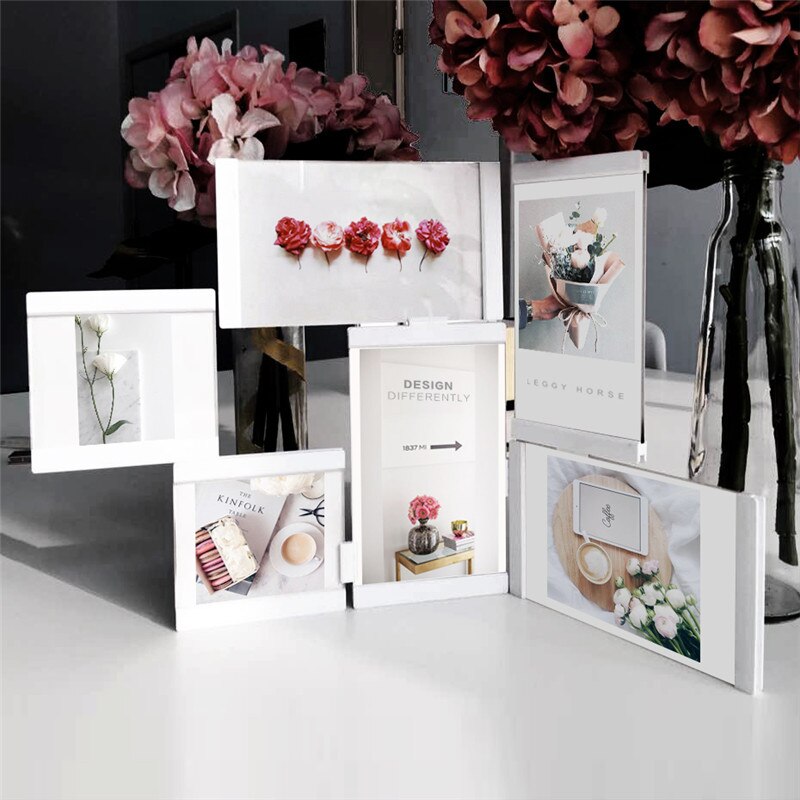 Multi-frame Picture Frames White Photo Frames Home Decor Transparent Multifunctional Collage Photo Frames Set With Suction Cube: White