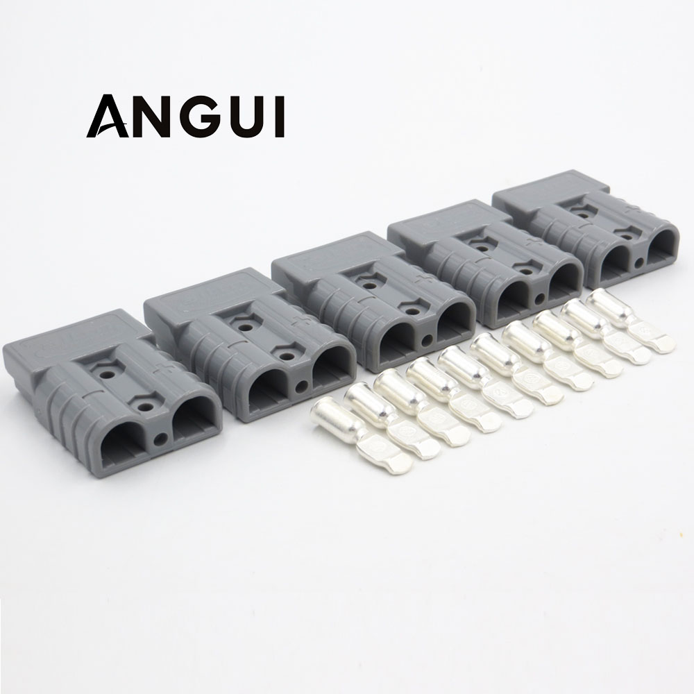 5sets x 600V 50A Black gray red SH50 Plug Connector Double Pole with copper Contacts for Solar Panels Caravans Battery: gray