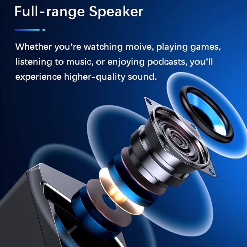 V-128 Pc Gaming Speakers Led Light Heavy Bass Audio Hifi Stereo Geluid Desktop Soundbox Computer Speakers Usb Aangedreven Met Schakelaar