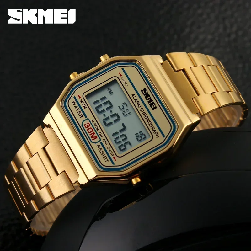 Skmei Mode Mannen Roestvrij Stalen Band LED Display 3Bar Waterdichte Digitale Horloge Reloj Hombre Voor Casual 1123 Sport Horloges