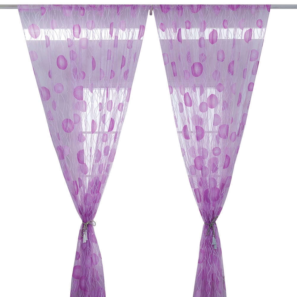 Bedroom Half Shading Window Screen Decor Curve Round Ball Printed Tulle Curtains Home Decoration Polyester Fabric Curtain