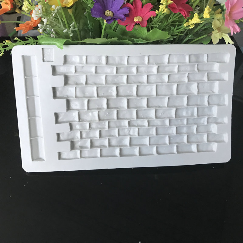 Moule en silicone pour mur de briques, motif de mur de briques, moule à fondant, outil de décoration de gâteau, moule à chocolat, pâte à sucre ,  h892