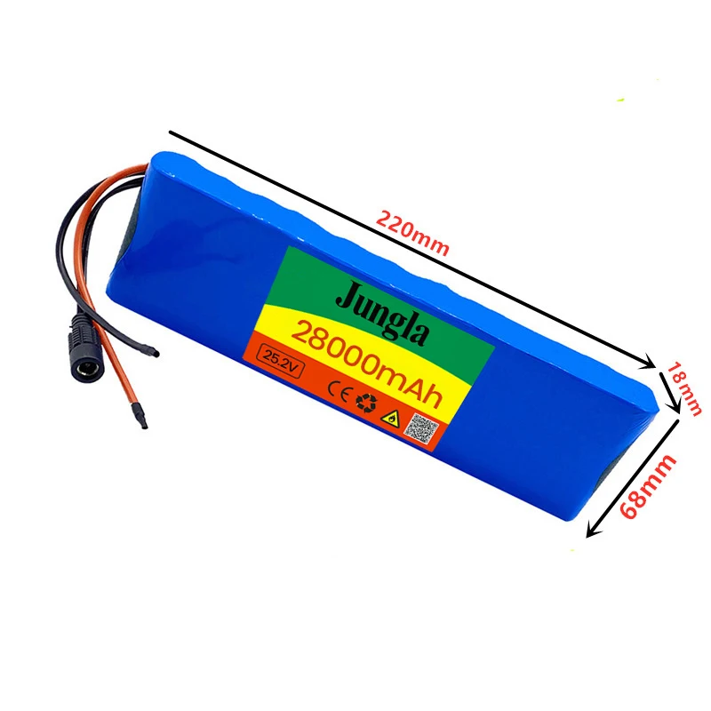 Batterie de lítio 6S2P 25.2V 28Ah 18650 de alta qualidade 24V 28000mah com reforço BMS vélo électrique + carregador: Azul