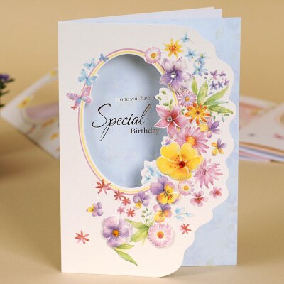 beautiful flower friend birthday greeting cards with envelope floral message cards: Number 02