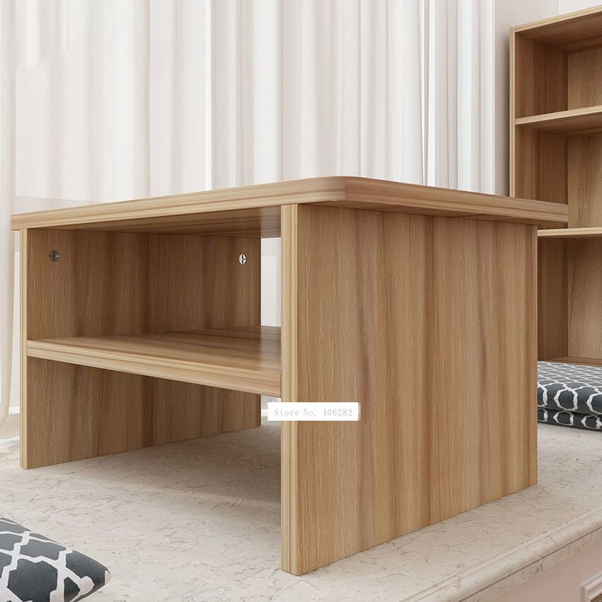 Eenvoudige Kleine Thee Tafel Japanse Stijl Moderne 2 Layer Drijvende Venster Salontafel Rechthoek Woonkamer Floor Lage Tafel