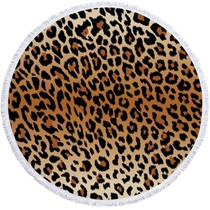 Luipaard Tijger Patroon Gedrukt Ronde Strandlaken Met Kwasten Microfiber 150Cm Zomer Zwemmen Picknick Mat Tapijt Reizen Deken: Beach towel5